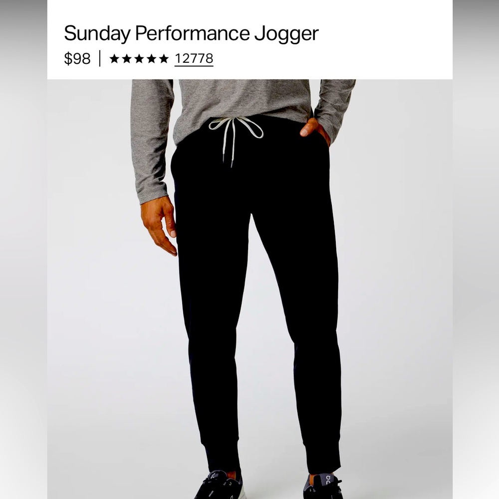 Vuori Black Performance Joggers with Tapered Fit